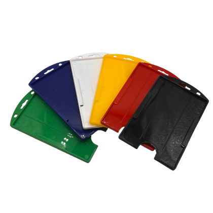 Coloured Vertical Rigid Badge Holder – 54 × 86 mm